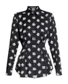 Dolce & Gabbana Logo Silk-blend Charmeuse Shirt In Black