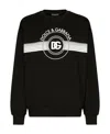 Dolce & Gabbana Logo-print Long-sleeved Cotton Sweatshirt In Black