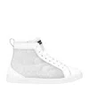 Dolce & Gabbana Mesh High-top Sneakers With Dolce&gabbana Logo Print In White