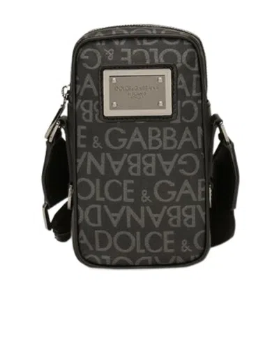 Dolce & Gabbana Logo-print Messenger Bag In Black