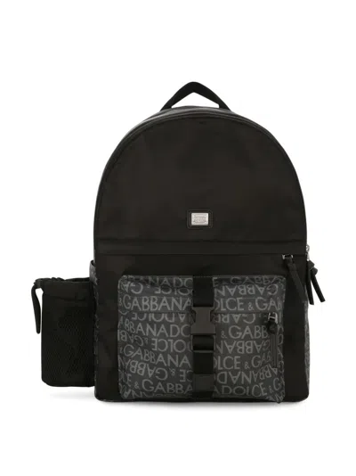 Dolce & Gabbana Kids' Logo-print Multi-pocket Backpack In Black