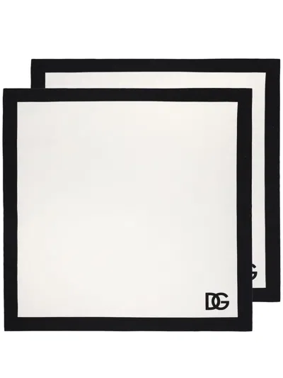 Dolce & Gabbana Logo-print Napkin Set In Weiss