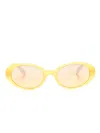 Dolce & Gabbana Logo-print Oval-frame Sunglasses In Yellow