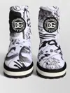 Dolce & Gabbana Logo Print Padded Mid Calf Boots In White