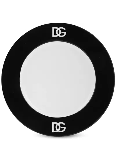 Dolce & Gabbana Logo-print Porcelain Dessert Plates (set Of 2) In White
