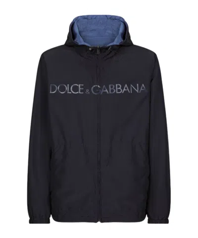 Dolce & Gabbana Logo-print Reversible Parka In Black