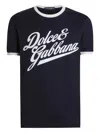 Dolce & Gabbana Logo-print Ringer T-shirt In Blue