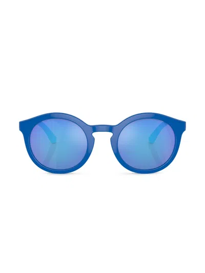 Dolce & Gabbana Kids' Logo-print Round-frame Sunglasses In Blue