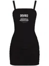 Dolce & Gabbana Logo-print Ruched Minidress In Black