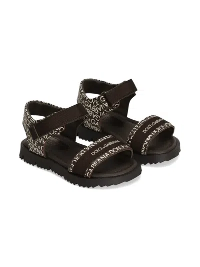 Dolce & Gabbana Kids' Logo-print Sandals In Black