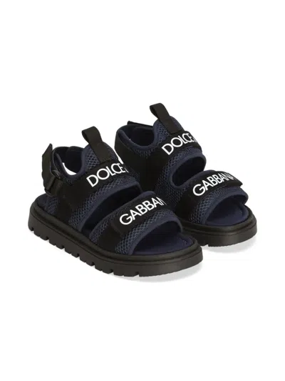 Dolce & Gabbana Kids' Logo-print Sandals In Blue