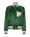 Dolce & Gabbana Green Floral Dg Logo Full Zip Bomber Jacket In Green