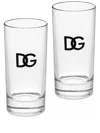 Dolce & Gabbana Logo-print Set Of Two Drinking Glasses In White