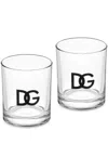 Dolce & Gabbana Dg Logo Water Glasses 2-piece Set In White