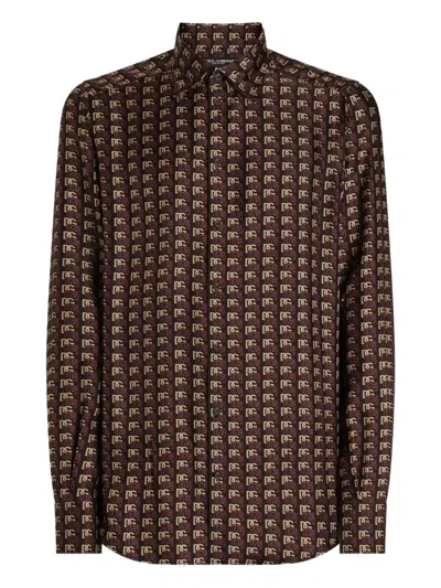 Dolce & Gabbana Logo-print Shirt In Brown