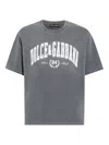 Dolce & Gabbana Men Dark Grey Crewneck T-shirt With Logo Lettering Print On The Front In Cotton Man In Gray