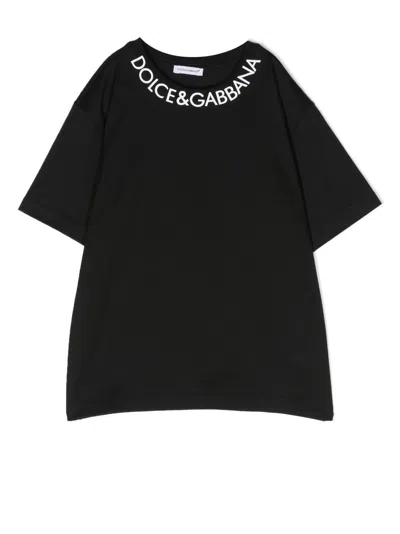 Dolce & Gabbana Kids' Logo-print Short-sleeved T-shirt In Black