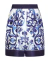 Dolce & Gabbana Majolica-print Silk Shorts In Blue