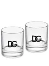 Dolce & Gabbana Logo-print Set Of Two Drinking Glasses In White