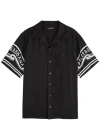 Dolce & Gabbana Black Shirt With Logo Print On The Sleeves In Silk Man In Black