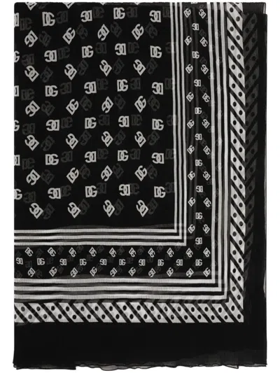 DOLCE & GABBANA LOGO-PRINT SILK SCARF