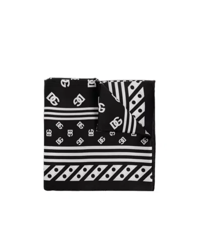 Dolce & Gabbana Logo-print Silk Scarf In Black
