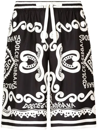 Dolce & Gabbana Printed Bermuda Shorts In Black