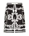 Dolce & Gabbana Dolce&gabbana Silk Bermuda With Navy Print In Black
