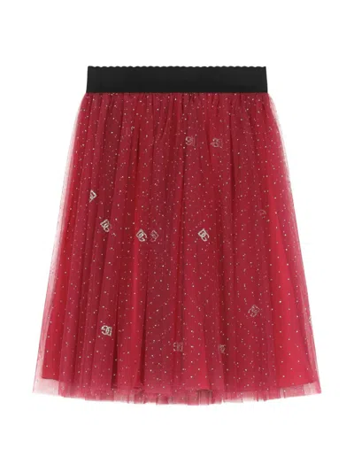 Dolce & Gabbana Kids' Logo-print Skirt In Dark Pink Print