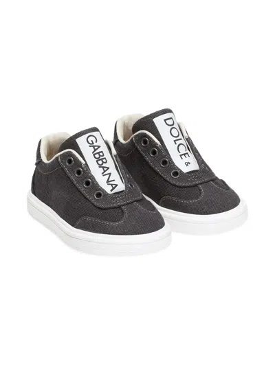 Dolce & Gabbana Kids' Logo-print Sneakers In Black