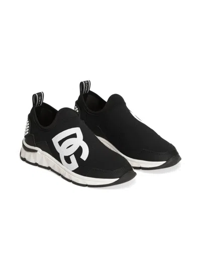 Dolce & Gabbana Kids' Logo-print Sneakers In Black