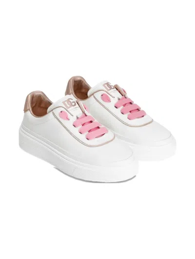 Dolce & Gabbana Kids' Logo-print Sneakers In White