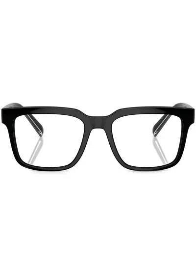 Dolce & Gabbana Logo-print Square-frame Glasses In Schwarz