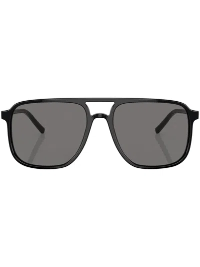 Dolce & Gabbana Logo-print Square-frame Sunglasses In Schwarz