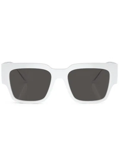 Dolce & Gabbana Eckige Sonnenbrille Mit Logo-print In White