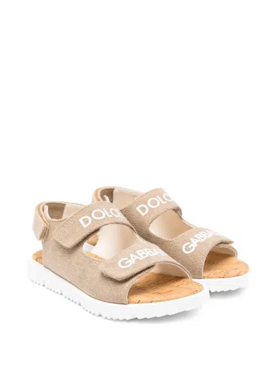 Dolce & Gabbana Kids' Logo-print Strap Sandals In Neutral