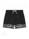 Dolce & Gabbana Black Swim Shorts For Boy With Bandana Print In Black