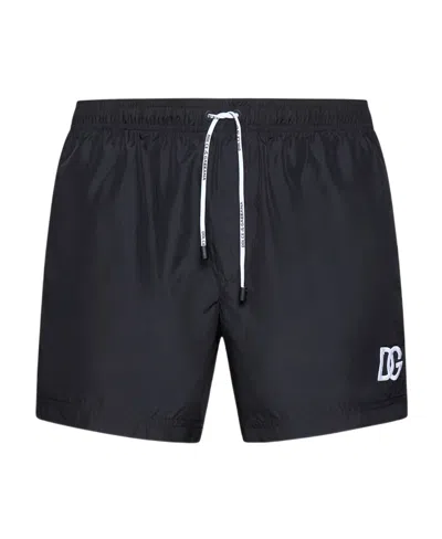 Dolce & Gabbana Logo-print Swim Shorts In Black