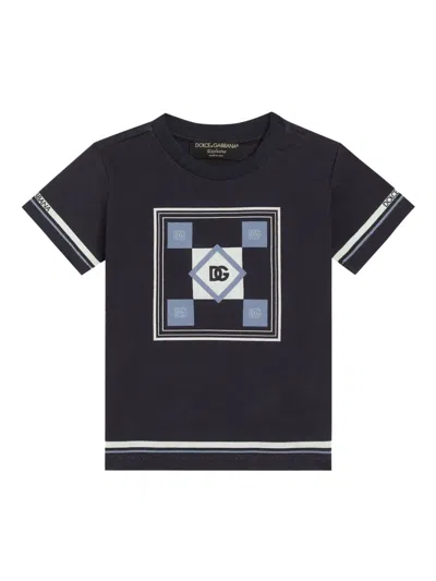Dolce & Gabbana Babies' Logo-print T-shirt In Blue