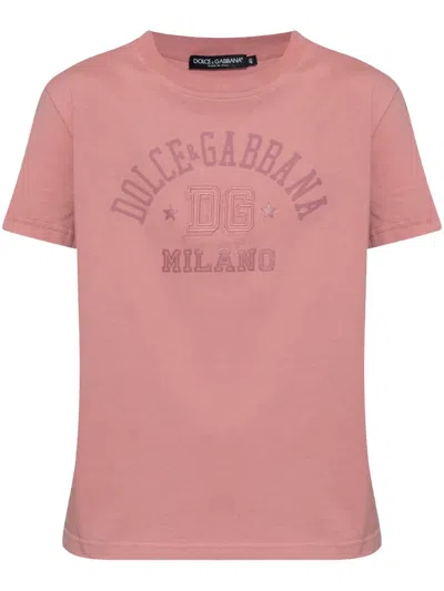 Dolce & Gabbana Logo-print T-shirt In Pink