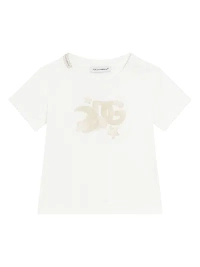 Dolce & Gabbana Babies' T-shirt Mit Logo-print In Weiss