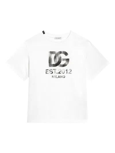 Dolce & Gabbana Kids' Logo-print T-shirt In White