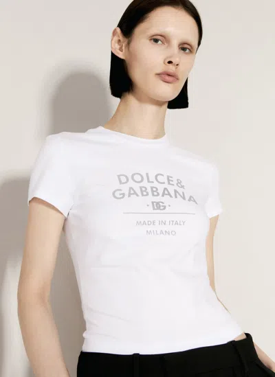 Dolce & Gabbana Logo Lettering-print Crewneck T-shirt In White