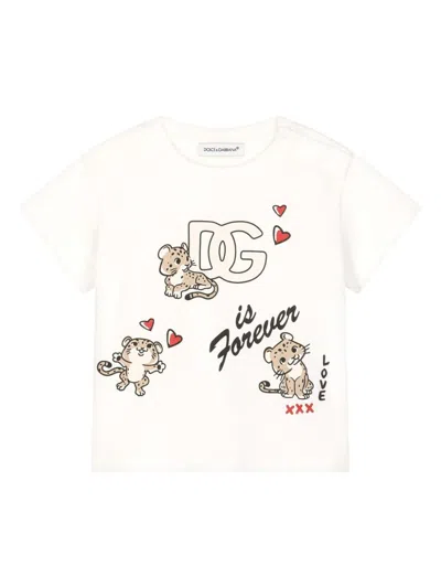 Dolce & Gabbana Babies' Logo-print T-shirt In White