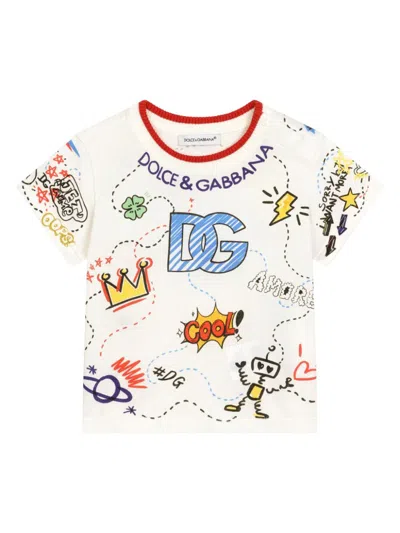 Dolce & Gabbana Babies' Logo-print T-shirt In White
