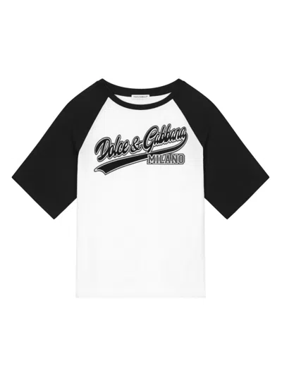 Dolce & Gabbana Kids' Boy's Collegiate-inspired T-shirt In Black