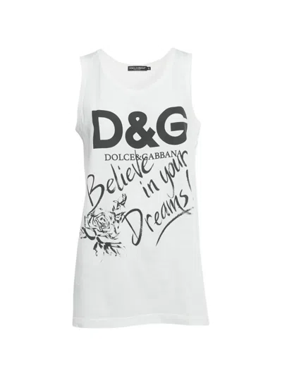 Pre-owned Dolce & Gabbana Logo-print Tank Top In White