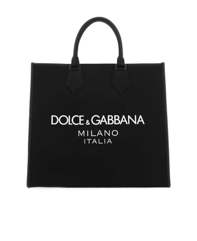 Dolce & Gabbana Logo Print Tote Bag In Black
