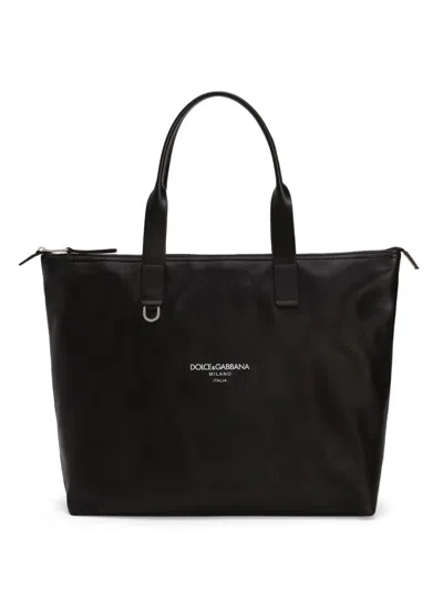 Dolce & Gabbana Handtasche Mit Logo-print In Schwarz