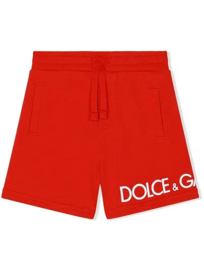 Dolce & Gabbana Babies' Logo Print Track Shorts In Red